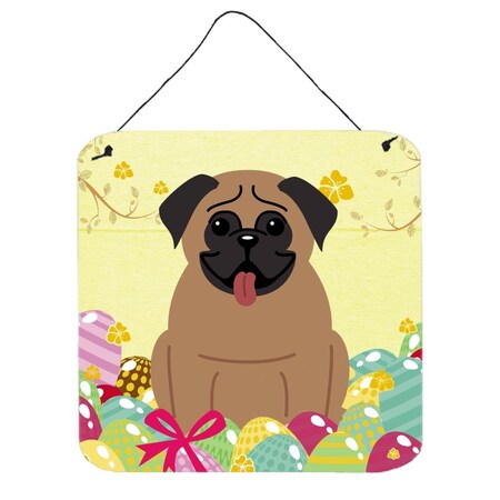 Carolines Treasures Easter Eggs Pug Brown Wall or Door Hanging Prints BB6005DS66